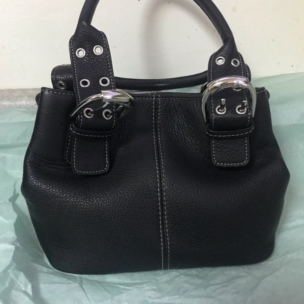 Black leather Tignanello bag.
